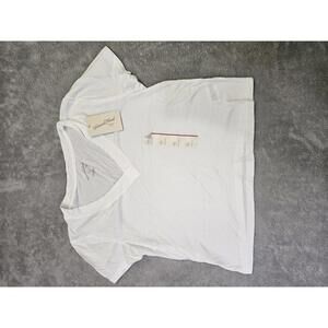 New Universal Threads Women's Crop V-Neck Top Short Sleeve Shirt White Size XS